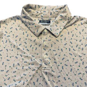 Ben Hogan Men’s 3XL Polo Golf Flag Stick & Cocktail Drink All Over Print White